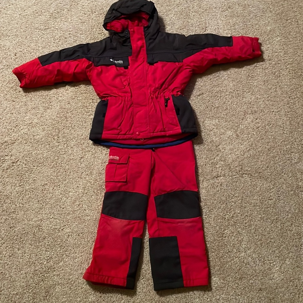 Like New, Red Childs Columbia Tectonite Ski Suit Bib/Jacket, size 6/7